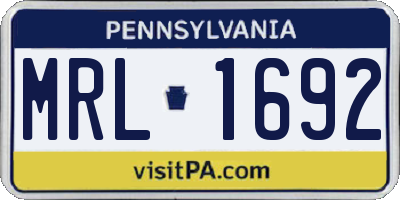 PA license plate MRL1692