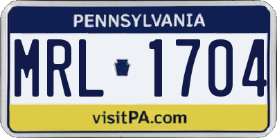 PA license plate MRL1704