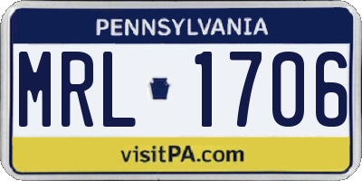 PA license plate MRL1706