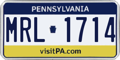 PA license plate MRL1714