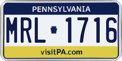 PA license plate MRL1716