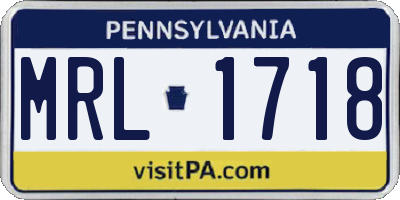 PA license plate MRL1718