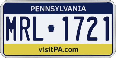 PA license plate MRL1721