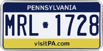 PA license plate MRL1728