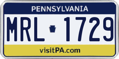 PA license plate MRL1729
