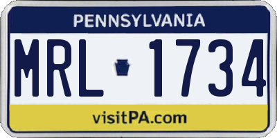 PA license plate MRL1734