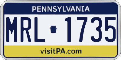 PA license plate MRL1735