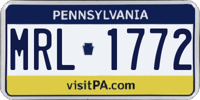 PA license plate MRL1772