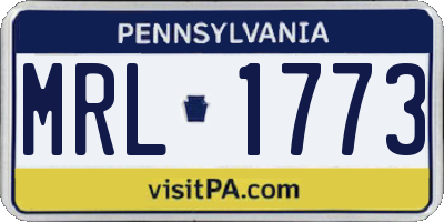 PA license plate MRL1773