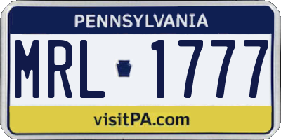 PA license plate MRL1777