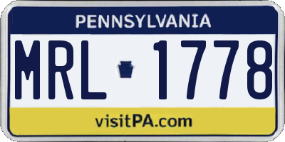 PA license plate MRL1778