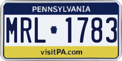PA license plate MRL1783