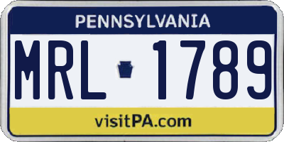PA license plate MRL1789