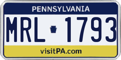 PA license plate MRL1793