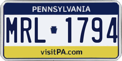 PA license plate MRL1794