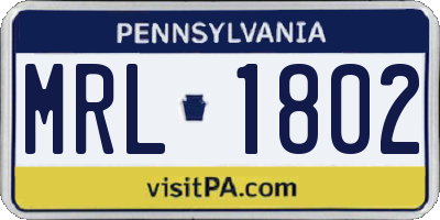 PA license plate MRL1802