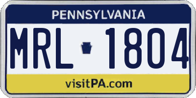 PA license plate MRL1804