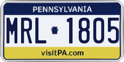 PA license plate MRL1805