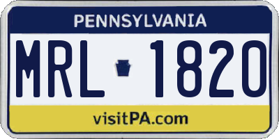 PA license plate MRL1820