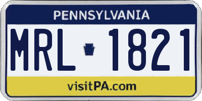 PA license plate MRL1821