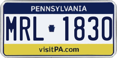 PA license plate MRL1830