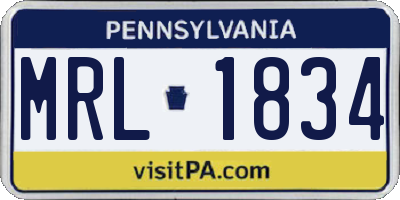 PA license plate MRL1834