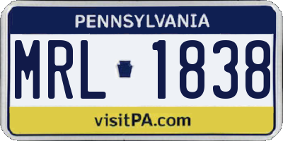 PA license plate MRL1838