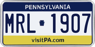 PA license plate MRL1907