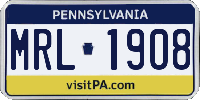 PA license plate MRL1908