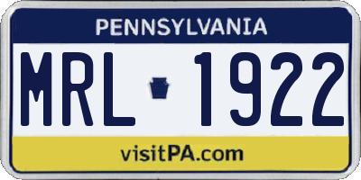 PA license plate MRL1922