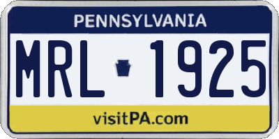 PA license plate MRL1925