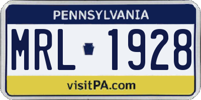 PA license plate MRL1928