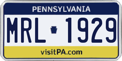 PA license plate MRL1929