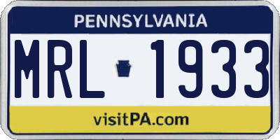 PA license plate MRL1933