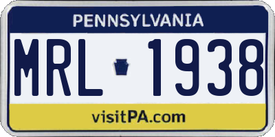 PA license plate MRL1938
