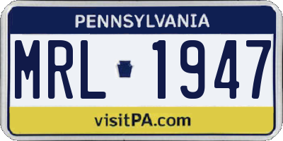 PA license plate MRL1947
