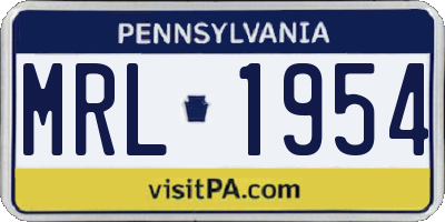 PA license plate MRL1954