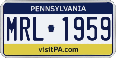 PA license plate MRL1959