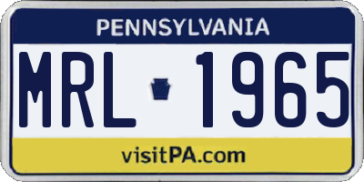 PA license plate MRL1965