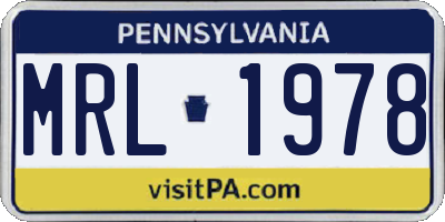 PA license plate MRL1978