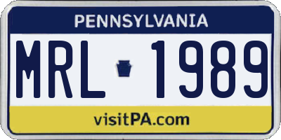 PA license plate MRL1989