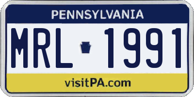 PA license plate MRL1991