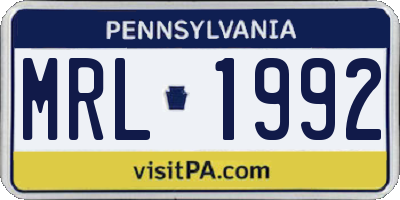 PA license plate MRL1992