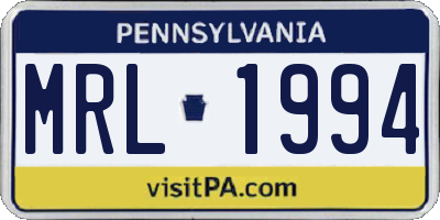 PA license plate MRL1994