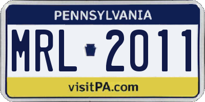 PA license plate MRL2011
