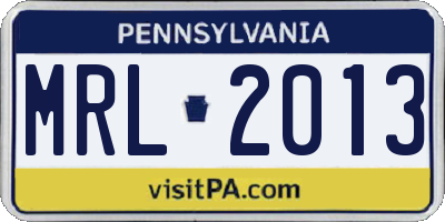 PA license plate MRL2013