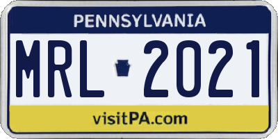 PA license plate MRL2021
