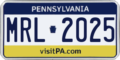 PA license plate MRL2025