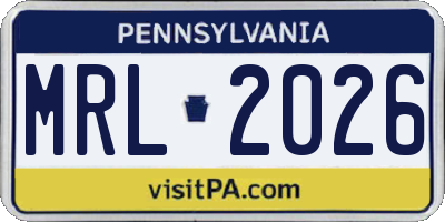 PA license plate MRL2026