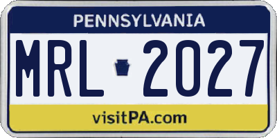 PA license plate MRL2027